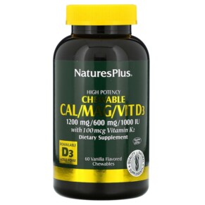 Thuốc bổ NaturesPlus High Potency Cal/Mag/Vit D3 Vanilla Flavored 60 Chewables 097467336490