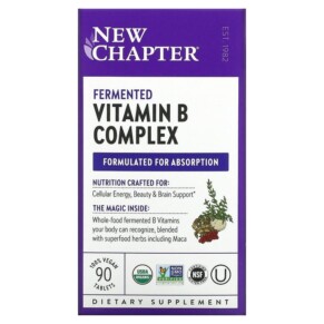 Thuốc bổ New Chapter Fermented Vitamin B Complex 90 Vegan Tablets 727783903594