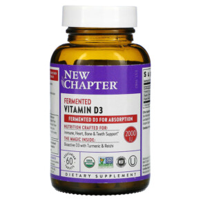 Thuốc bổ New Chapter Fermented Vitamin D3 2.000 IU 60 Vegetarian Tablets 727783902634