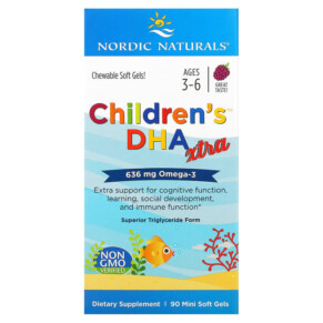 Thuốc bổ Nordic Naturals Children's DHA Xtra Ages 3-6 Berry 636 mg 90 Mini Soft Gels 768990027215