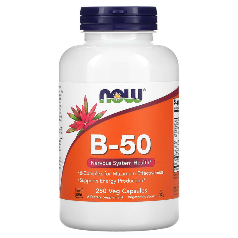 NOW Foods B-50 250 Veg Capsules 6 Thực phẩm chức năng NOW Foods B-50 250 Veg Capsules 733739004222