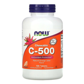 Thuốc bổ NOW Foods Chewable C-500 Orange Juice Flavor 100 Tablets 733739006301