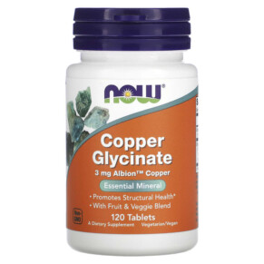 Thuốc bổ NOW Foods Copper Glycinate 3 mg 120 Tablets 733739014337