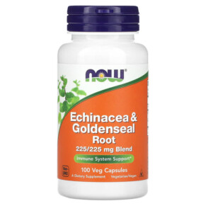 Thuốc bổ NOW Foods Echinacea & Goldenseal Root 100 Veg Capsules 733739046659