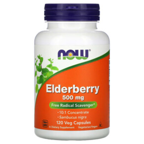 Thuốc bổ NOW Foods Elderberry 500 mg 120 Veg Capsules 733739046697