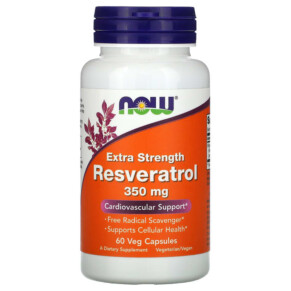 Thuốc bổ NOW Foods Extra Strength Resveratrol 350 mg 60 Veg Capsules 733739033864