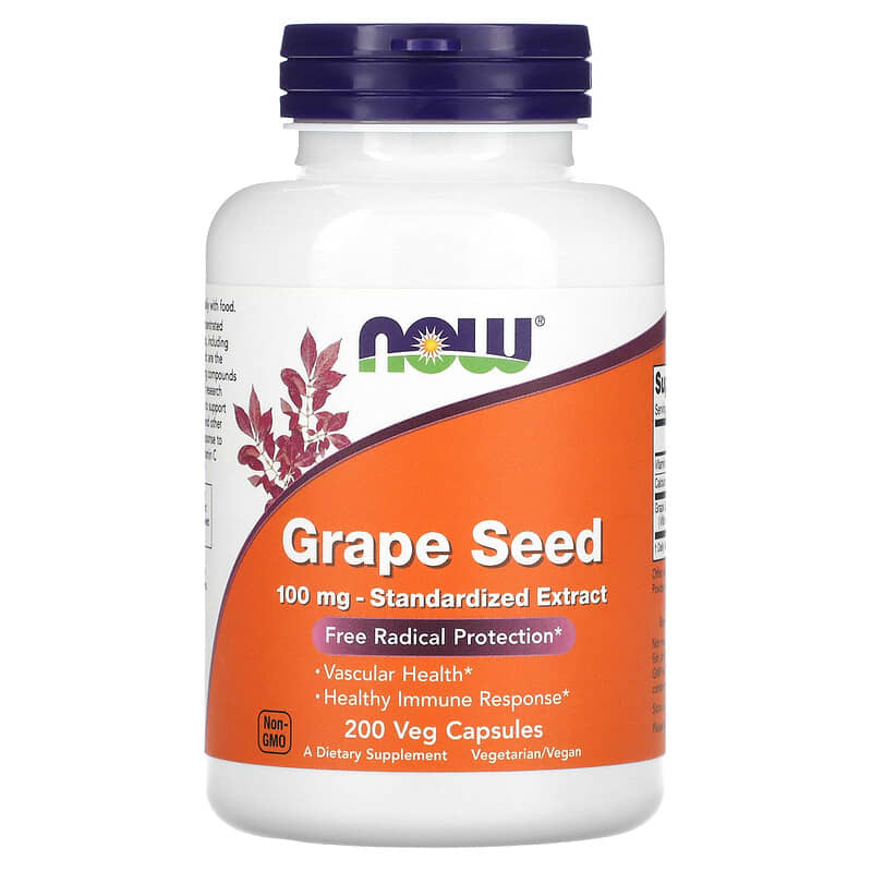 NOW Foods Grape Seed Standardized Extract 100 mg 200 Veg Capsules 6 Thực phẩm chức năng NOW Foods Grape Seed Standardized Extract 100 mg 200 Veg Capsules 733739032492