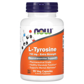 Thuốc bổ NOW Foods L-Tyrosine Extra Strength 750 mg 90 Veg Capsules 733739001658