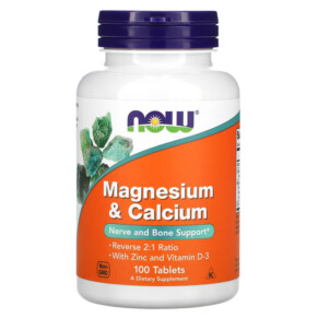 Thuốc bổ NOW Foods Magnesium & Calcium 100 Tablets 733739012777