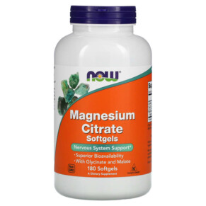 Thuốc bổ NOW Foods Magnesium Citrate 180 Softgels 733739012982
