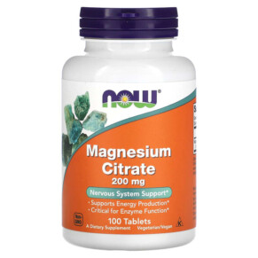 Thuốc bổ NOW Foods Magnesium Citrate 200 mg 100 Tablets 733739012906