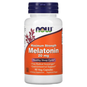 Thuốc bổ NOW Foods Maximum Strength Melatonin 20 mg 90 Veg Capsules 733739035585