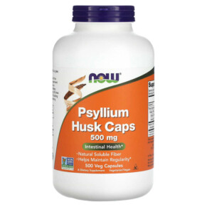 Thuốc bổ NOW Foods Psyllium Husk Caps 500 mg 500 Veg Capsules 733739059727