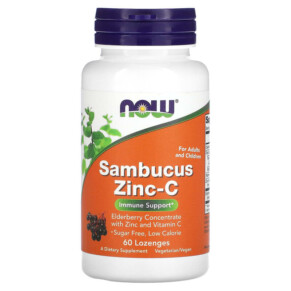 Thuốc bổ NOW Foods Sambucus Zinc-C 60 Lozenges 733739033840
