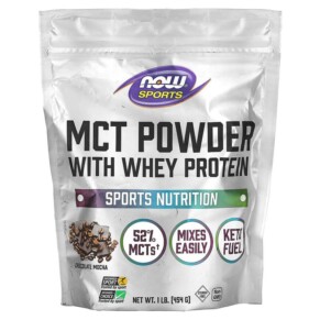 Thuốc bổ NOW Foods Sports MCT Powder with Whey Protein Chocolate Mocha 1 lb (454 g) 733739017376