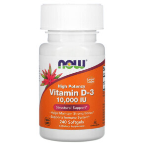 Thuốc bổ NOW Foods Vitamin D-3 250 mcg (10.000 IU) 240 Softgels 733739003850