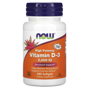 Thuốc bổ NOW Foods Vitamin D-3 50 mcg (2.000 IU) 240 Softgels 733739003775