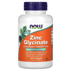 Thuốc bổ NOW Foods Zinc Glycinate 120 Softgels 733739015549
