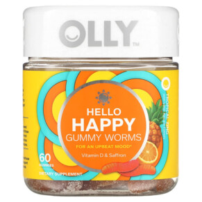 Thuốc bổ OLLY Hello Happy Gummy Worms Tropical Zing 60 Gummies 840160200403