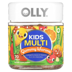 Thuốc bổ OLLY Kids Multi Gummy Worms Sour Fruit Punch 70 Gummies 850004462164