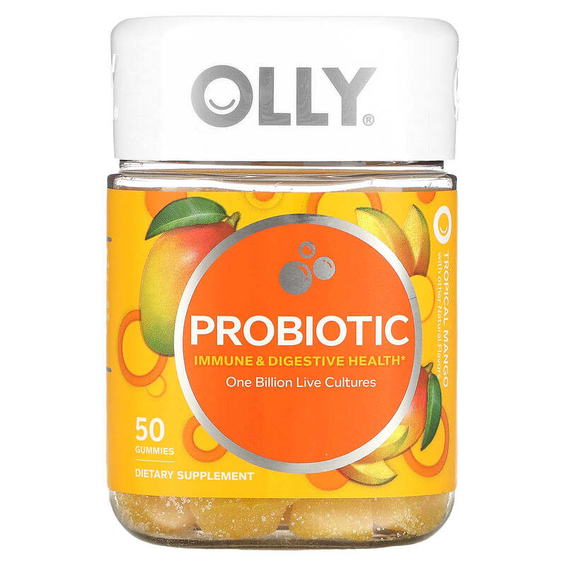 OLLY Probiotic Tropical Mango 1 Billion Live Cultures 50 Gummies 6 Thực phẩm chức năng OLLY Probiotic Tropical Mango 1 Billion Live Cultures 50 Gummies 858158005138
