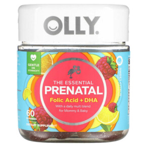 Thuốc bổ OLLY The Essential Prenatal Folic Acid + DHA 60 Gummies 858158005046