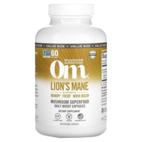 Thuốc bổ Om Mushrooms Lion's Mane Mushroom Superfood 667 mg 180 Vegetable Capsules 850011996737