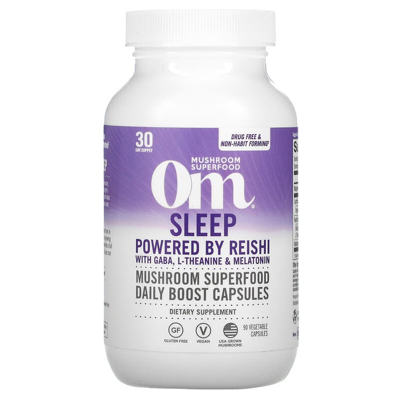 Om Mushrooms Sleep Powered by Reishi with GABA L-Theanine & Melatonin 90 Vegetable Capsules 6 Thực phẩm chức năng Om Mushrooms Sleep Powered by Reishi with GABA L-Theanine & Melatonin 90 Vegetable Capsules 850011996003