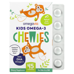 Thuốc bổ OmegaVia Kids Omega-3 Chewies Natural Fruit 45 Chewies 794504997637