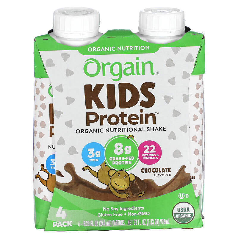 Orgain Kids Protein Organic Nutritional Shake Chocolate 4 Pack 8.25 fl oz (244 ml) Each 6 Thực phẩm chức năng Orgain Kids Protein Organic Nutritional Shake Chocolate 4 Pack 8.25 fl oz (244 ml) Each 851770003117