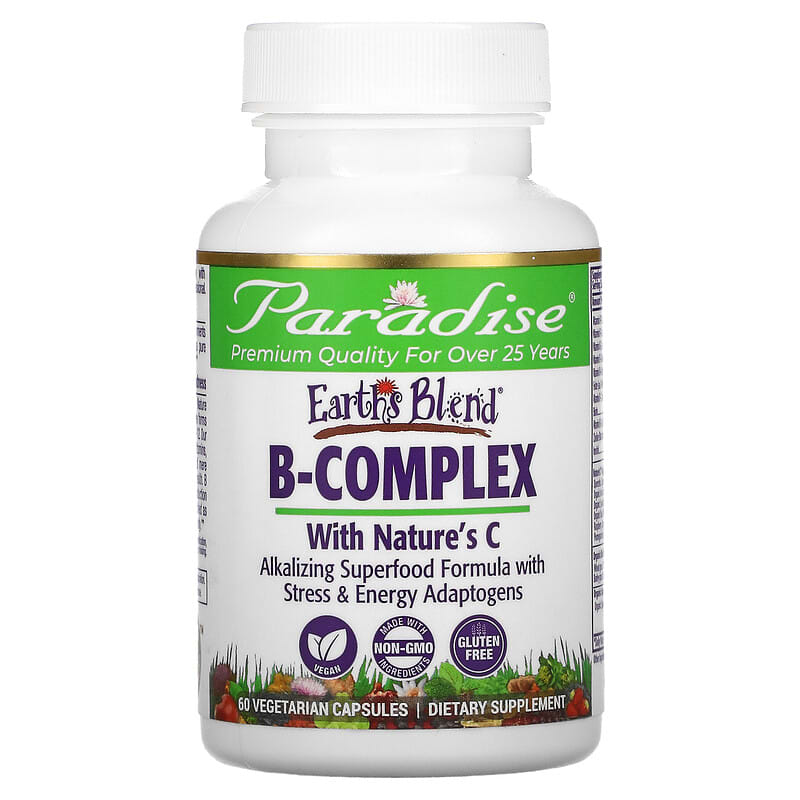 Paradise Herbs Earth's Blend B-Complex with Nature's C 60 Vegetarian Capsules 6 Thực phẩm chức năng Paradise Herbs Earth's Blend B-Complex with Nature's C 60 Vegetarian Capsules 601944778668