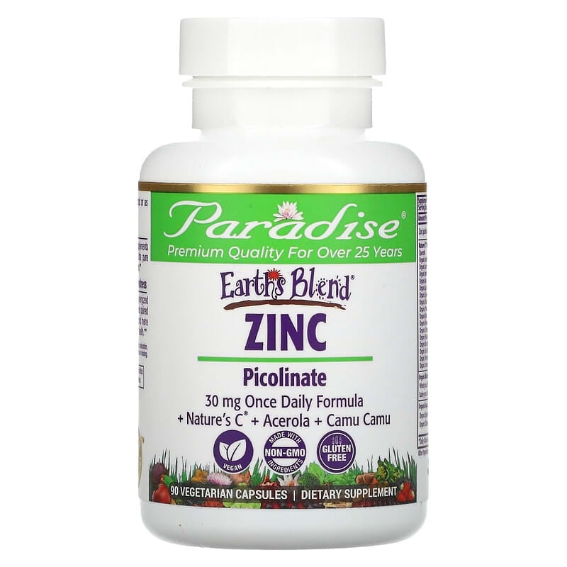 Paradise Herbs Earth's Blend Zinc Picolinate 90 Vegetarian Capsules 6 Thực phẩm chức năng Paradise Herbs Earth's Blend Zinc Picolinate 90 Vegetarian Capsules 601944778910