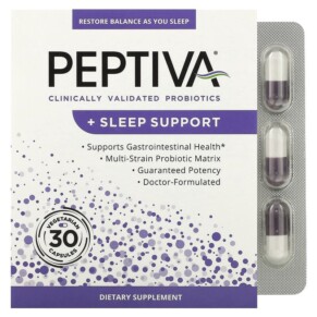 Thuốc bổ Peptiva Clinically Validated Probiotics + Sleep Support 30 Vegetarian Capsules 855710002512