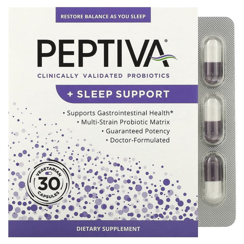Peptiva Clinically Validated Probiotics + Sleep Support 30 Vegetarian Capsules 6 Thực phẩm chức năng Peptiva Clinically Validated Probiotics + Sleep Support 30 Vegetarian Capsules 855710002512