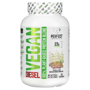Thuốc bổ Perfect Sports Vegan Diesel 100% Plant-Based Protein Blend Vanilla Ice Cream 1.5 lb (700 g) 699097754660