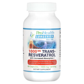Thuốc bổ ProHealth Longevity Trans-Resveratrol with Increased Absorption 500 mg 60 Capsules 850023410030