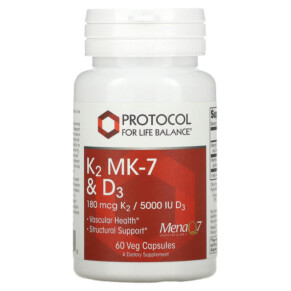 Thuốc bổ Protocol for Life Balance K2 MK-7 & D3 60 Veg Capsules 707359103849
