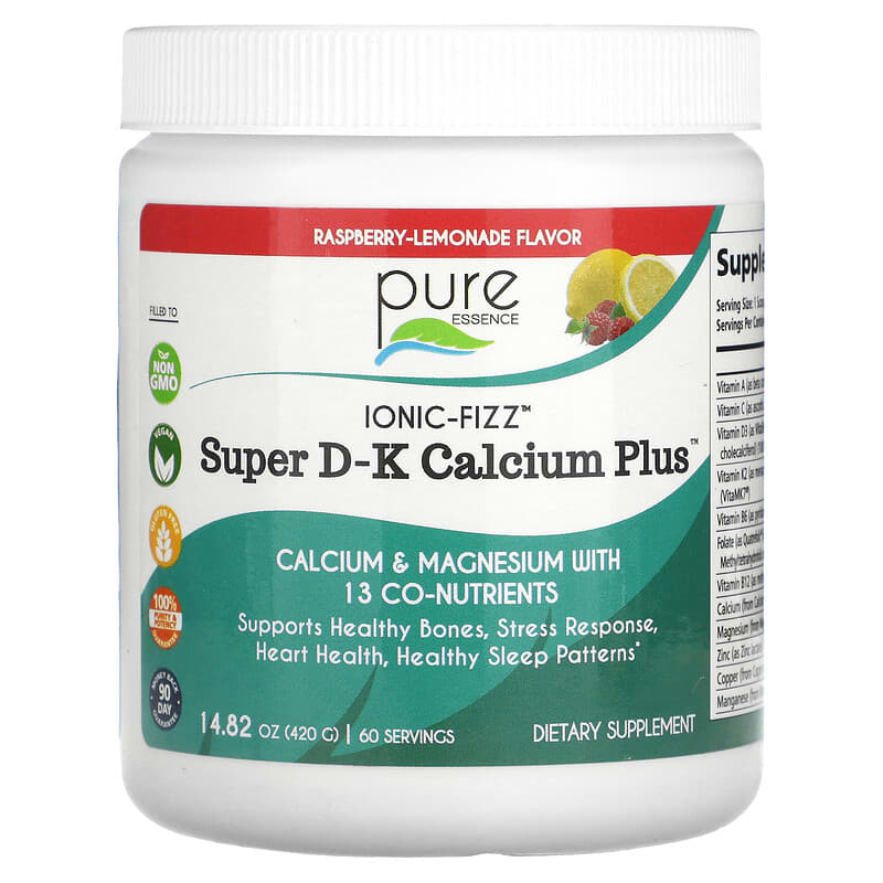 Pure Essence Ionic-Fizz Super D-K Calcium Plus Raspberry Lemonade 14.82 oz (420 g) 6 Thực phẩm chức năng Pure Essence Ionic-Fizz Super D-K Calcium Plus Raspberry Lemonade 14.82 oz (420 g) 659670041013