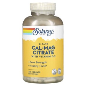 Thuốc bổ Solaray Cal-Mag Citrate with Vitamin D2 2:1 Ratio 360 VegCaps 076280131758