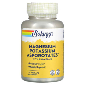 Thuốc bổ Solaray Magnesium Potassium Asporotates with Bromelain 120 VegCaps 076280045178