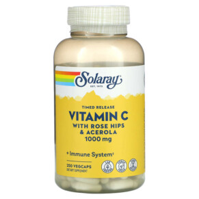 Thuốc bổ Solaray Timed Release Vitamin C with Rose Hips & Acerola 1.000 mg 250 VegCaps 076280044515