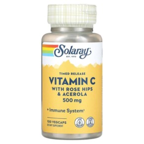 Thuốc bổ Solaray Timed Release Vitamin C with Rose Hips & Acerola 500 mg 100 VegCaps 076280044003