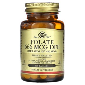 Thuốc bổ Solgar Folate 666 mcg DFE 100 Tablets 033984019416