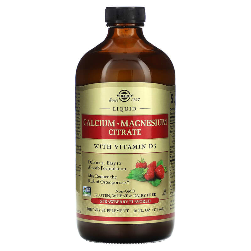 Solgar Liquid Calcium Magnesium Citrate with Vitamin D3 Strawberry 16 fl oz (473 ml) 6 Thực phẩm chức năng Solgar Liquid Calcium Magnesium Citrate with Vitamin D3 Strawberry 16 fl oz (473 ml) 033984358331