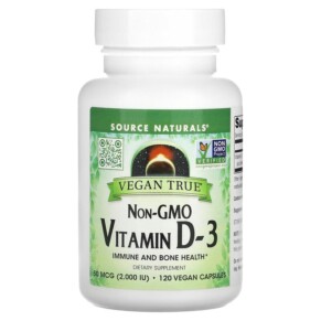 Thuốc bổ Source Naturals Non-GMO Vitamin D-3 50 mcg (2.000 IU) 120 Vegan Capsules 021078028956