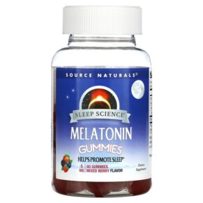 Thuốc bổ Source Naturals Sleep Science Melatonin Gummies Mixed Berry 5 mg 60 Gummies 021078028499