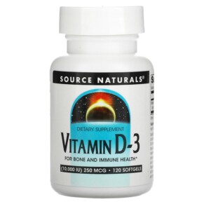 Thuốc bổ Source Naturals Vitamin D-3 10.000 IU (250 mcg) 120 Softgels 021078027928