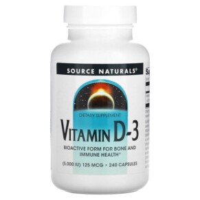 Thuốc bổ Source Naturals Vitamin D-3 5.000 IU (125 mcg) 240 Capsules 021078023388