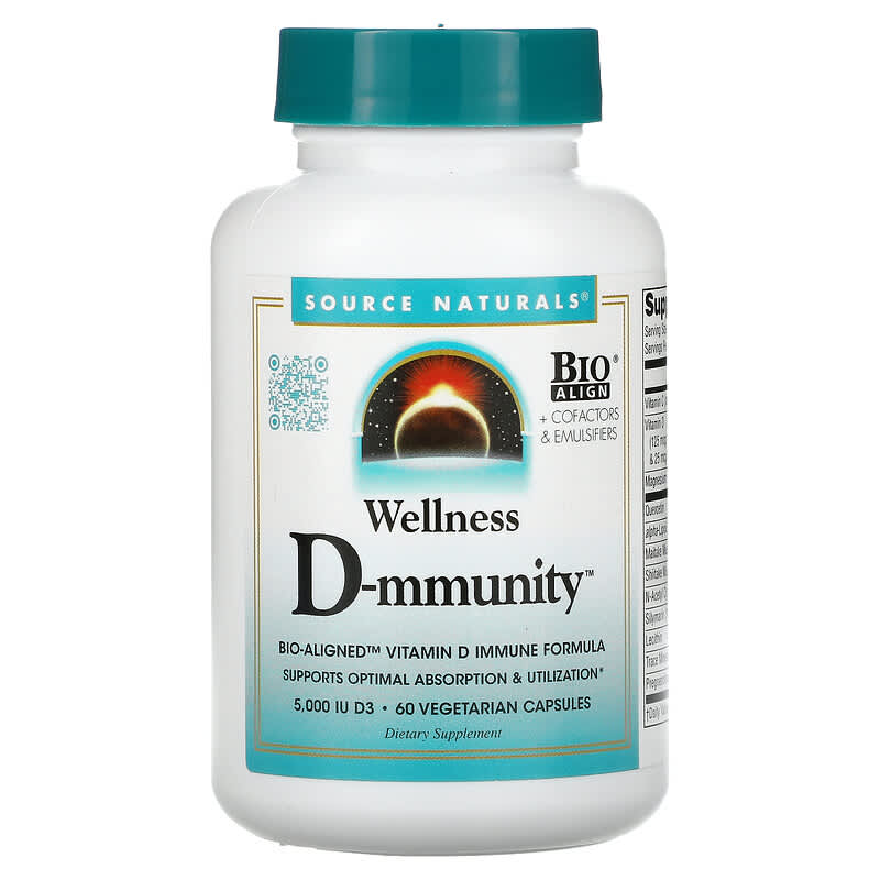 Source Naturals Wellness D-mmunity Bio-Aligned Vitamin D Immune Formula 75 mcg (3.000 IU) 60 Vegetarian Capsules 6 Thực phẩm chức năng Source Naturals Wellness D-mmunity Bio-Aligned Vitamin D Immune Formula 75 mcg (3.000 IU) 60 Vegetarian Capsules 021078028727