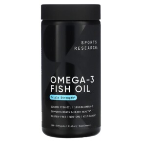 Thuốc bổ Sports Research Omega-3 Fish Oil Triple Strength 180 Softgels 023249091530